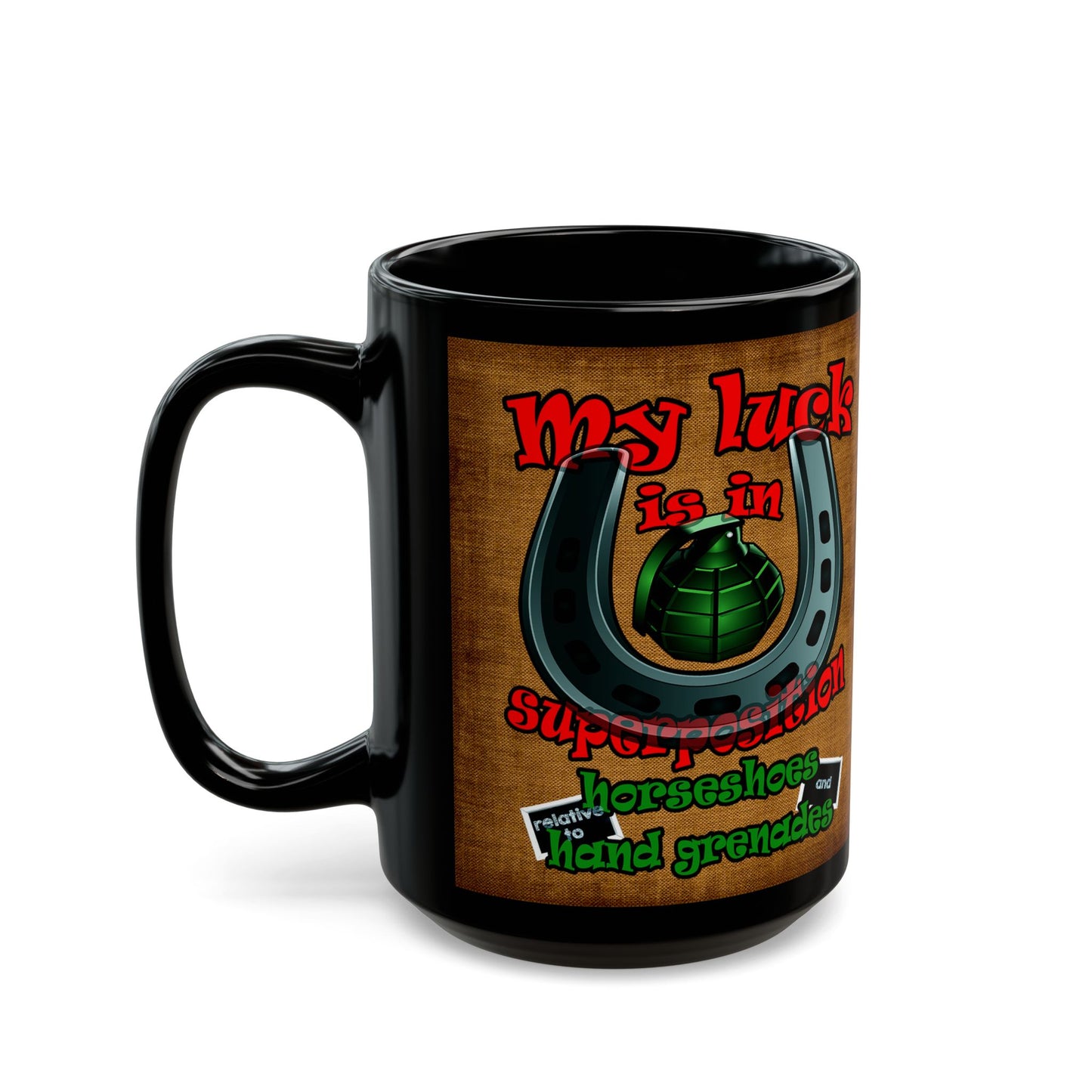 my luck - Black Mug (brown papyrus)