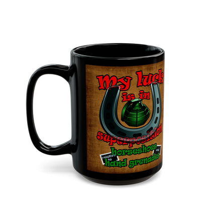 my luck - Black Mug (brown papyrus)