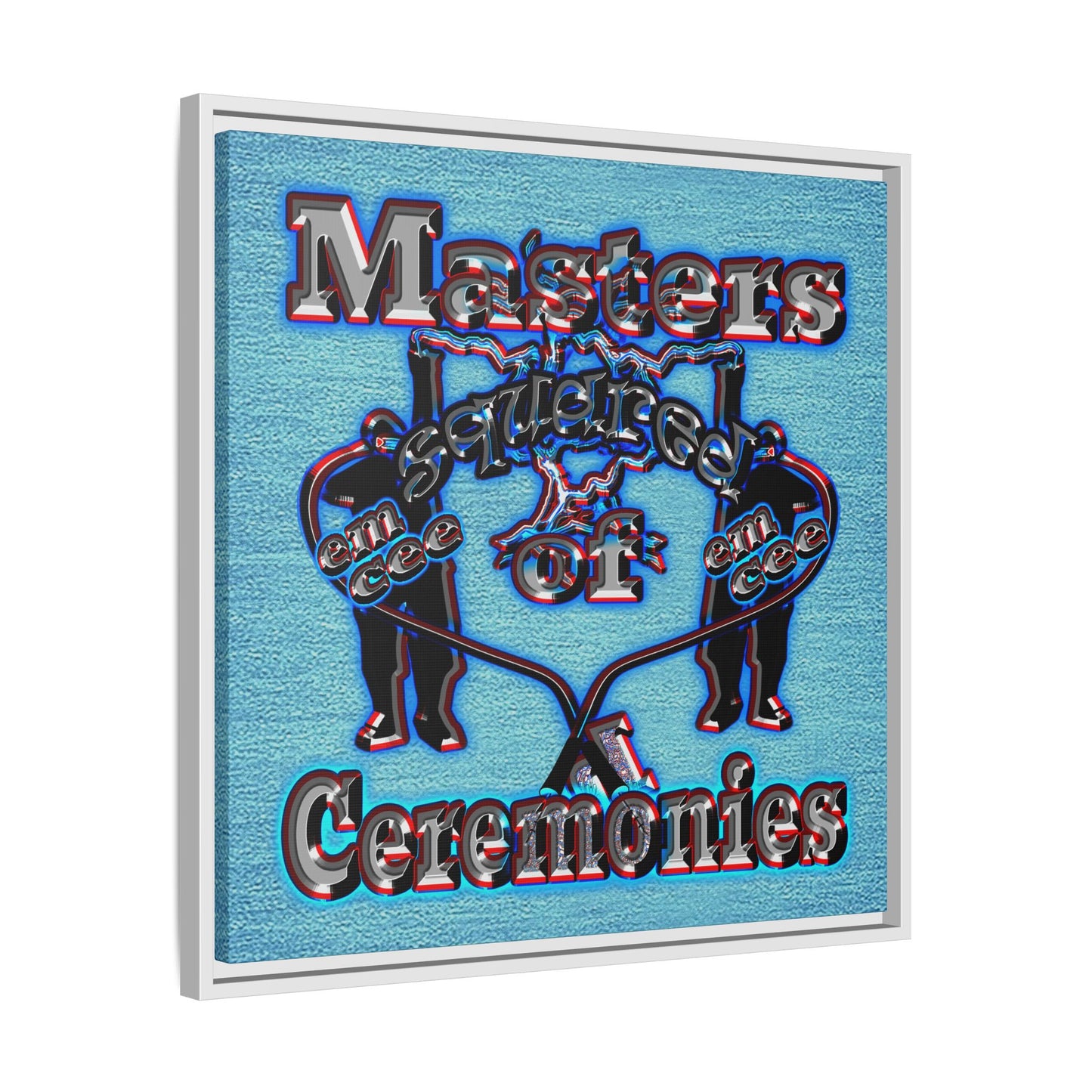 em cee squared - framed canvas art (faded blue)