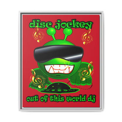 disc jockey - framed canvas art (dark red)