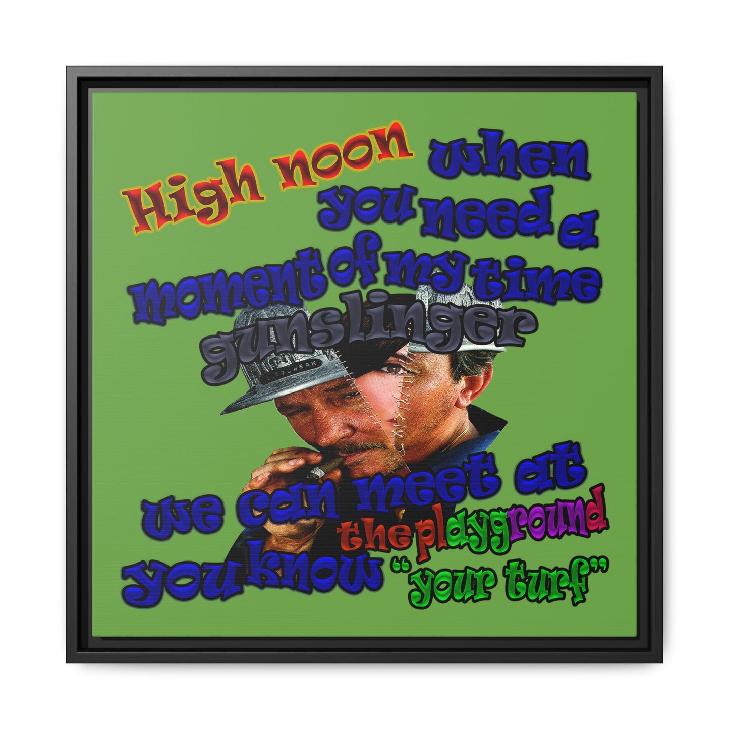 high noon - framed canvas art (green)