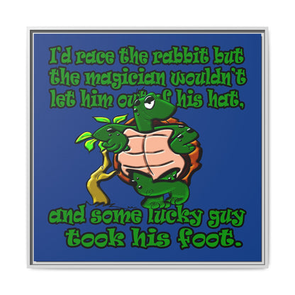turtle race - framed canvas art (dark blue)