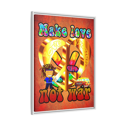 love peace - framed canvas art (burnt orange)