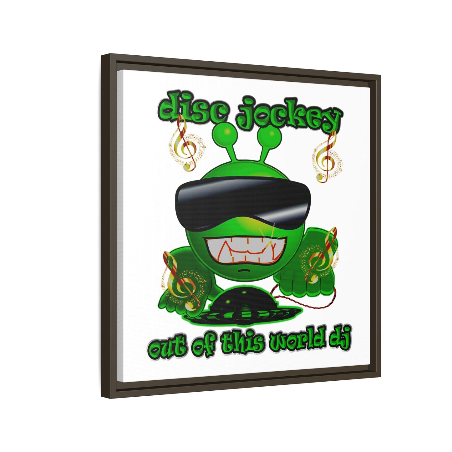 disc jockey - framed canvas art (white)