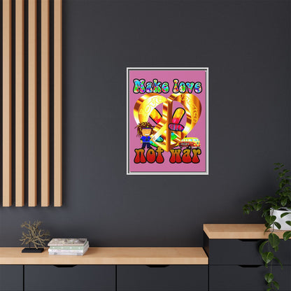 love peace - framed canvas art (light pink)