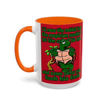 turtle race - Accent Mug (dark red)