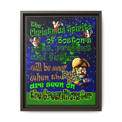 christmas spirits of boston - framed canvas art ('snoops' background)