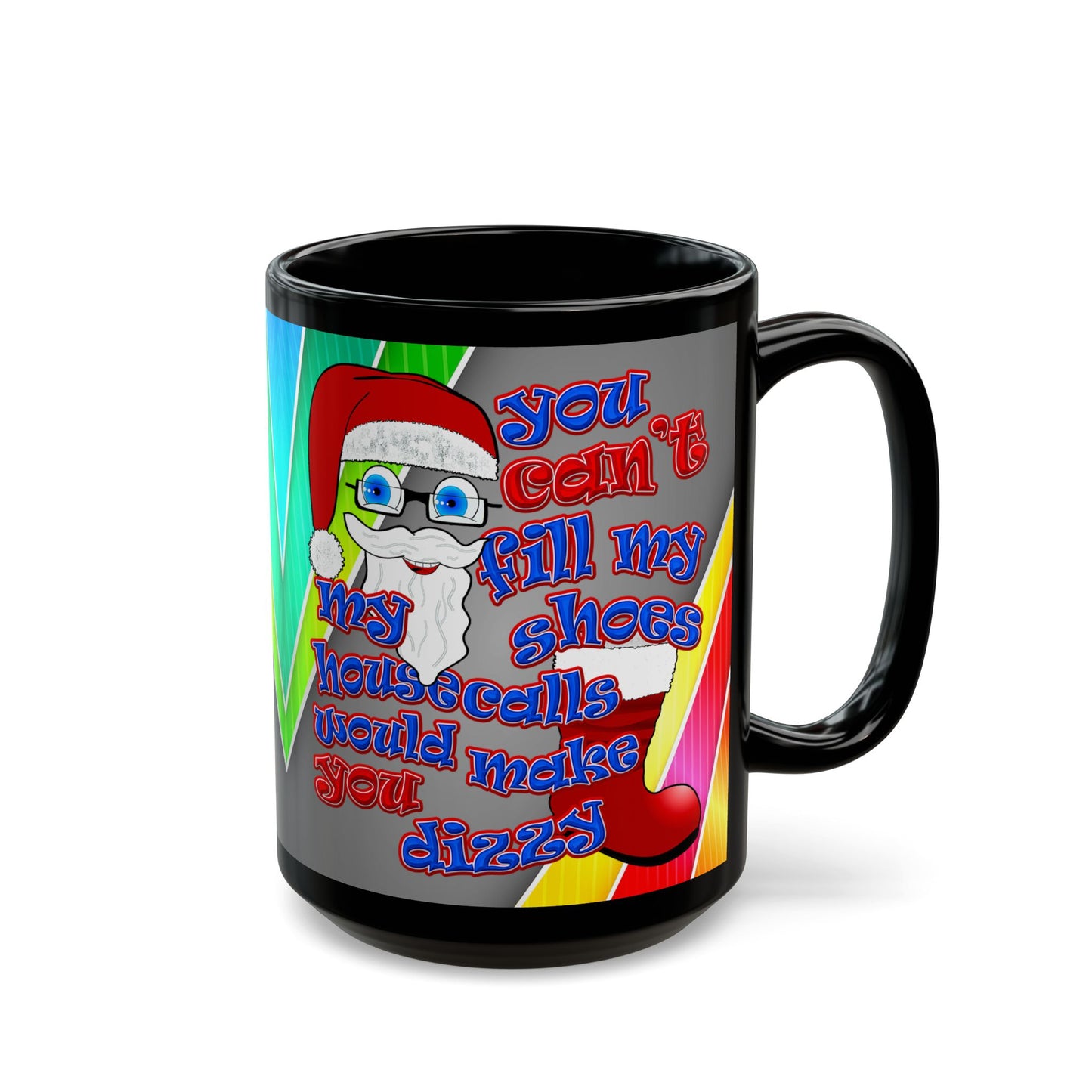 santa's shoes - Black Mug (rainbow split)