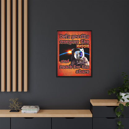 defy conquer reach - framed canvas art (burnt orange)