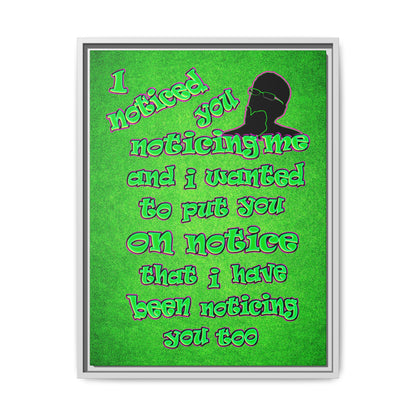 noticed you noticing - framed canvas art (green turf)