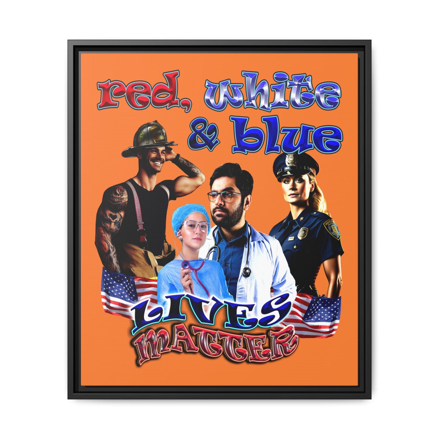 rw&b lives matter - framed canvas art (crusta)