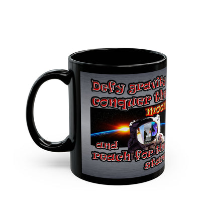 defy conquer reach - Black Mug (brushed nickel)