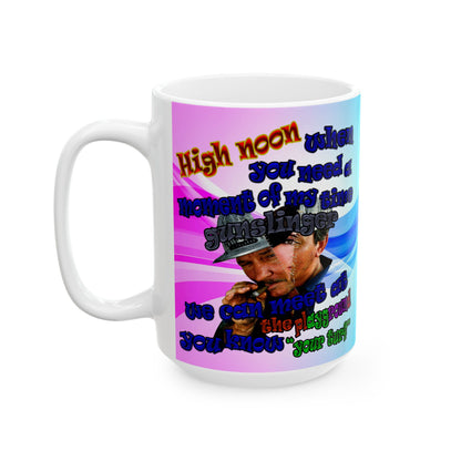 high noon - White Mug (light blue-pink wave)