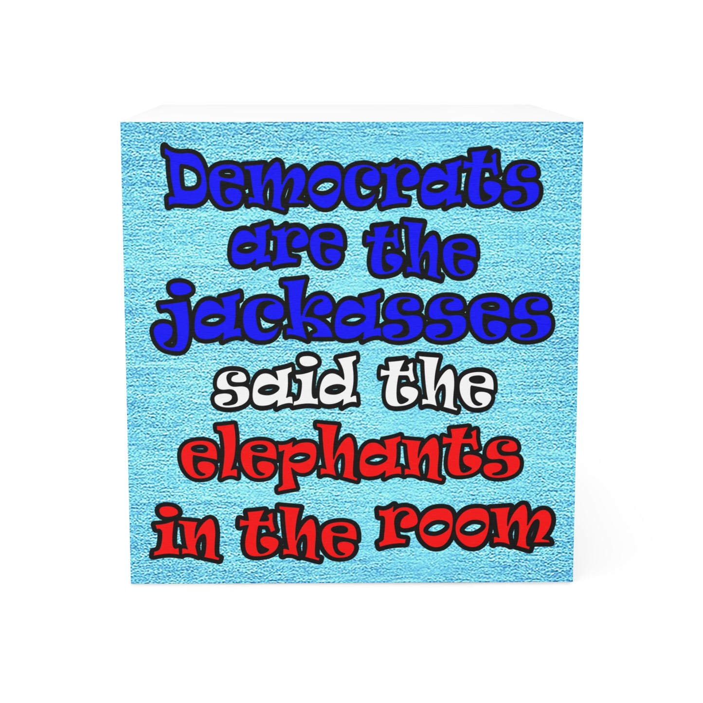 donkeys and elephants - note cube (faded blue)