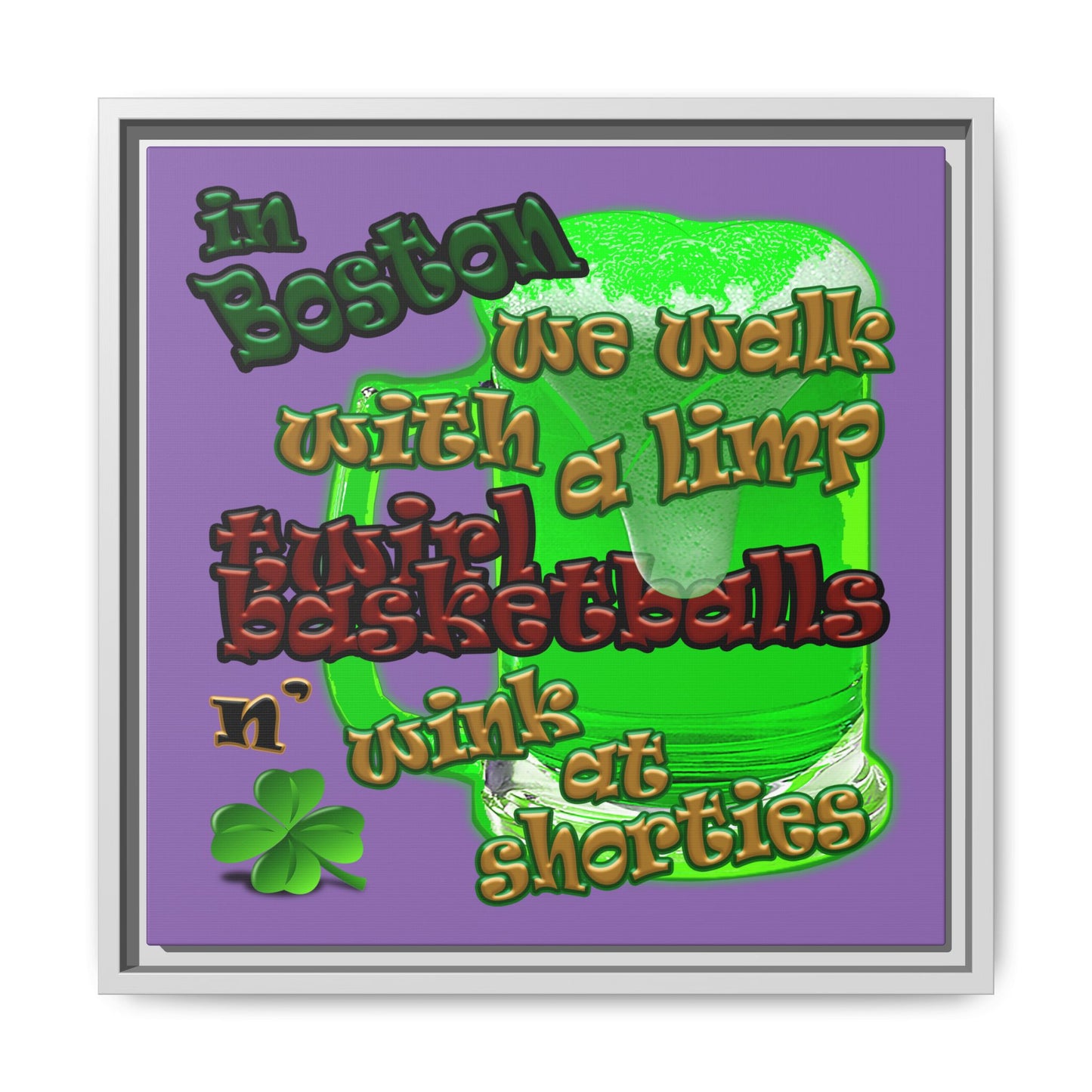 celtics logo - framed canvas art (light purple)