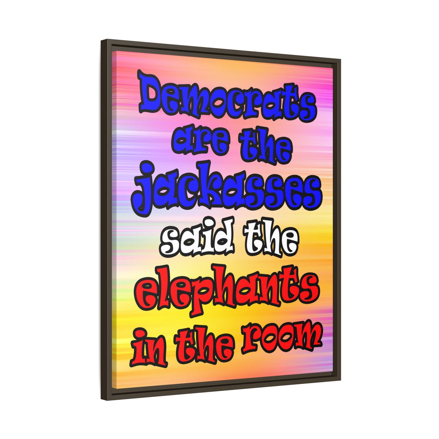 donkeys and elephants - framed canvas art (color blur)
