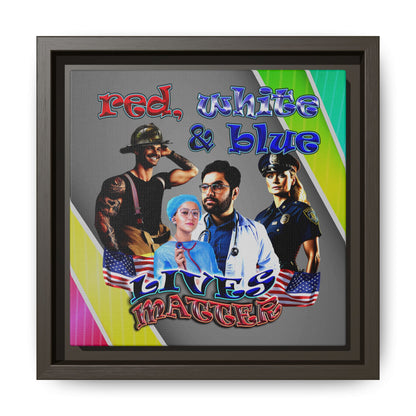 rw&b lives matter - framed canvas art (rainbow split)