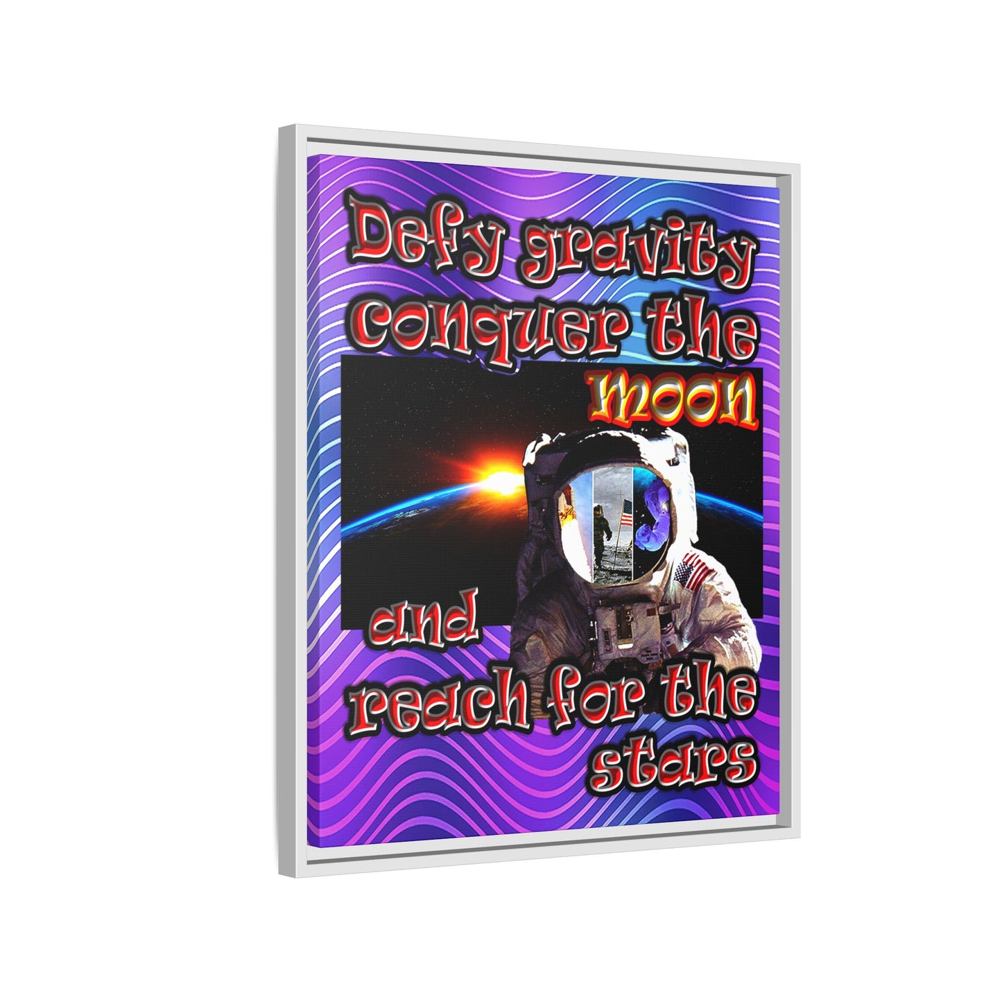 defy conquer reach - framed canvas art (purple wave)