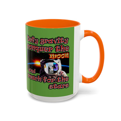 defy conquer reach - Accent Mug (green)