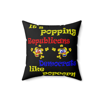 popping like popcorn - Spun Polyester Square Pillow - (black)