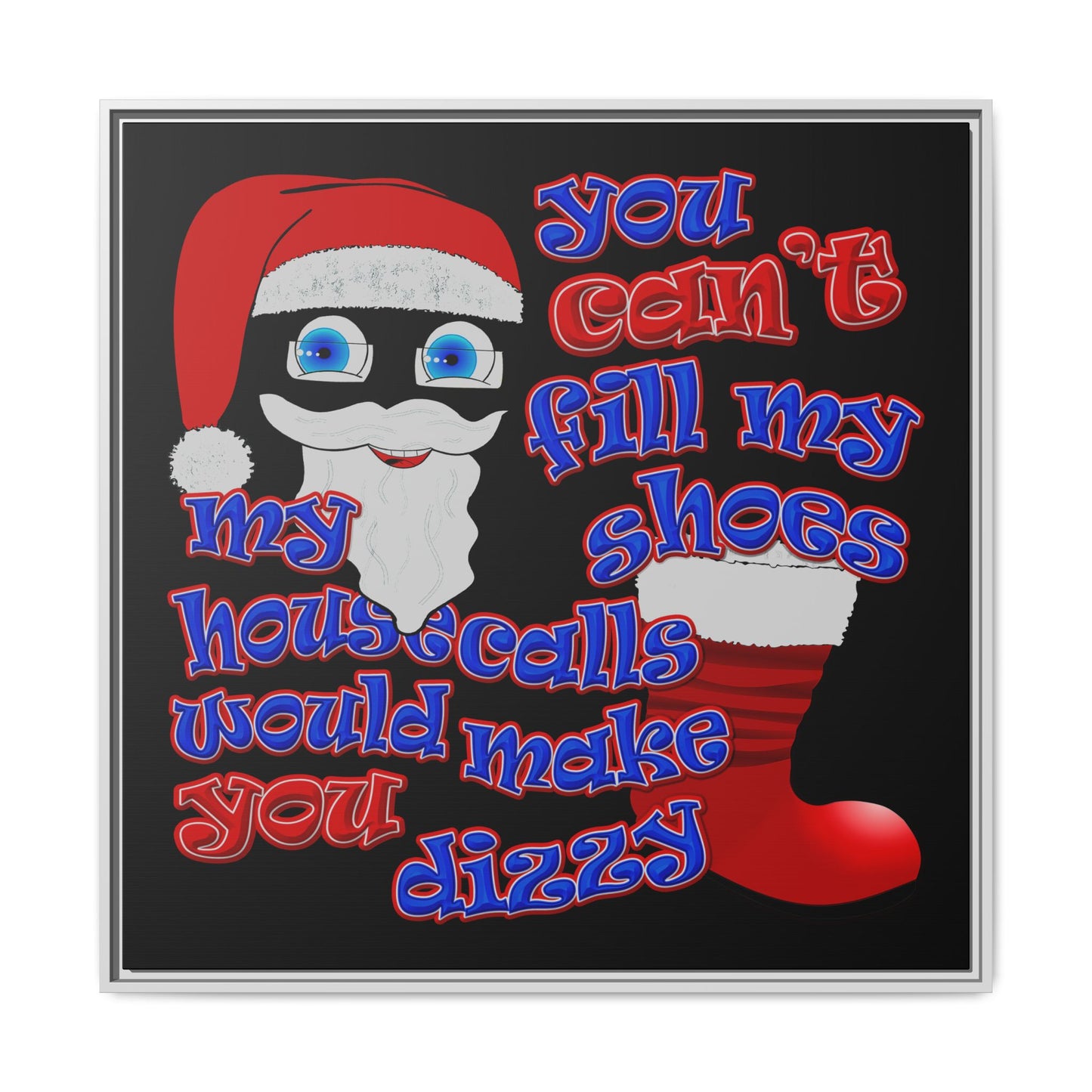 santa's shoes - framed canvas art (black)