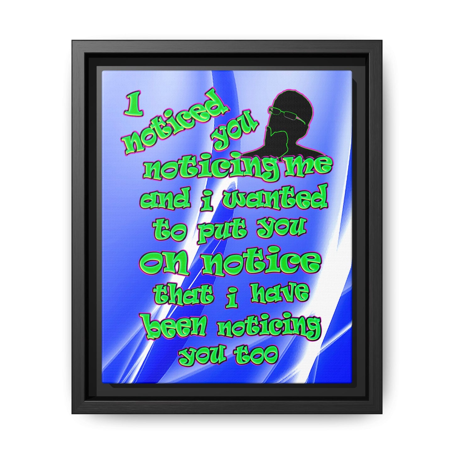 noticed you noticing - framed canvas art (blue-white wave)