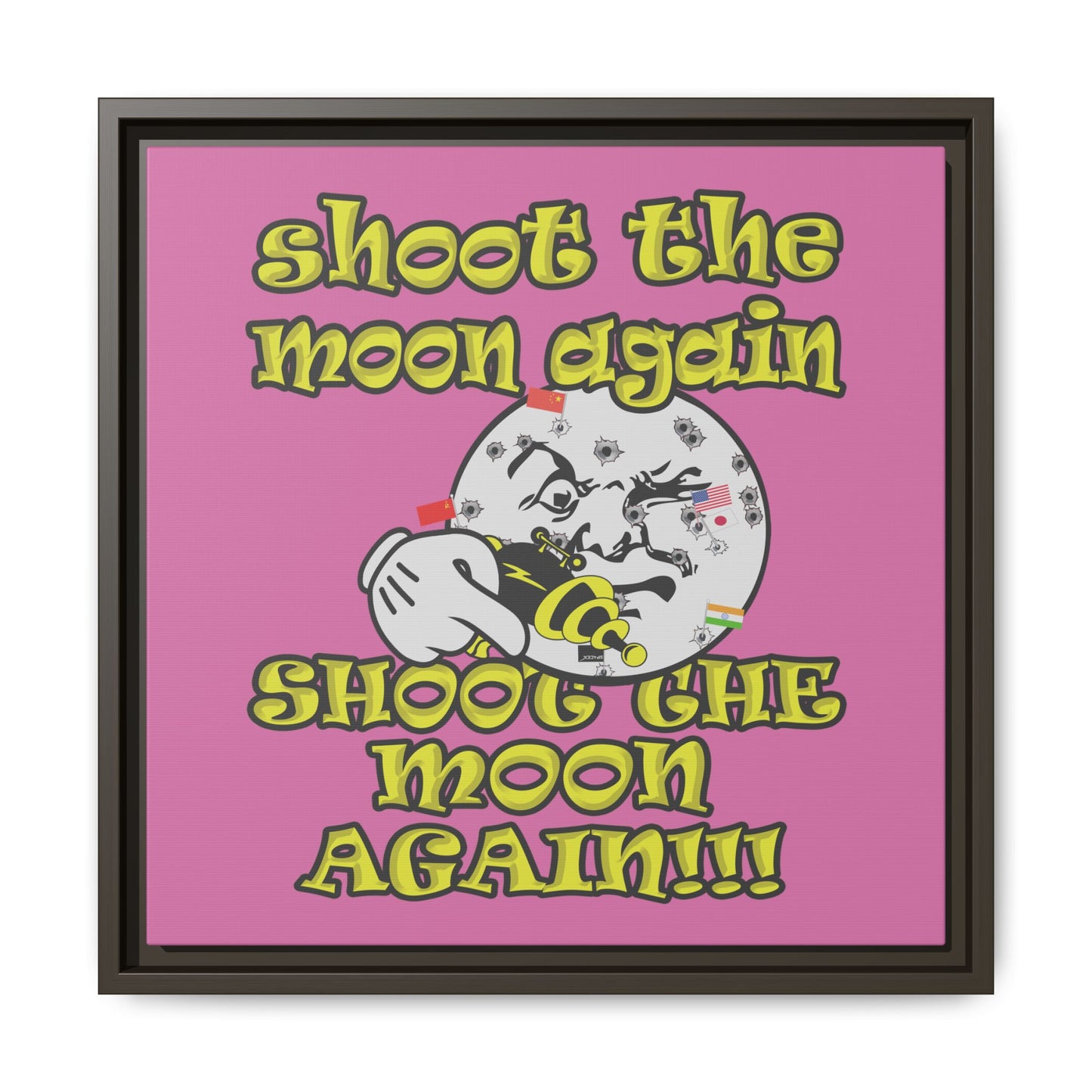 shoot the moon again - framed canvas art (light pink)