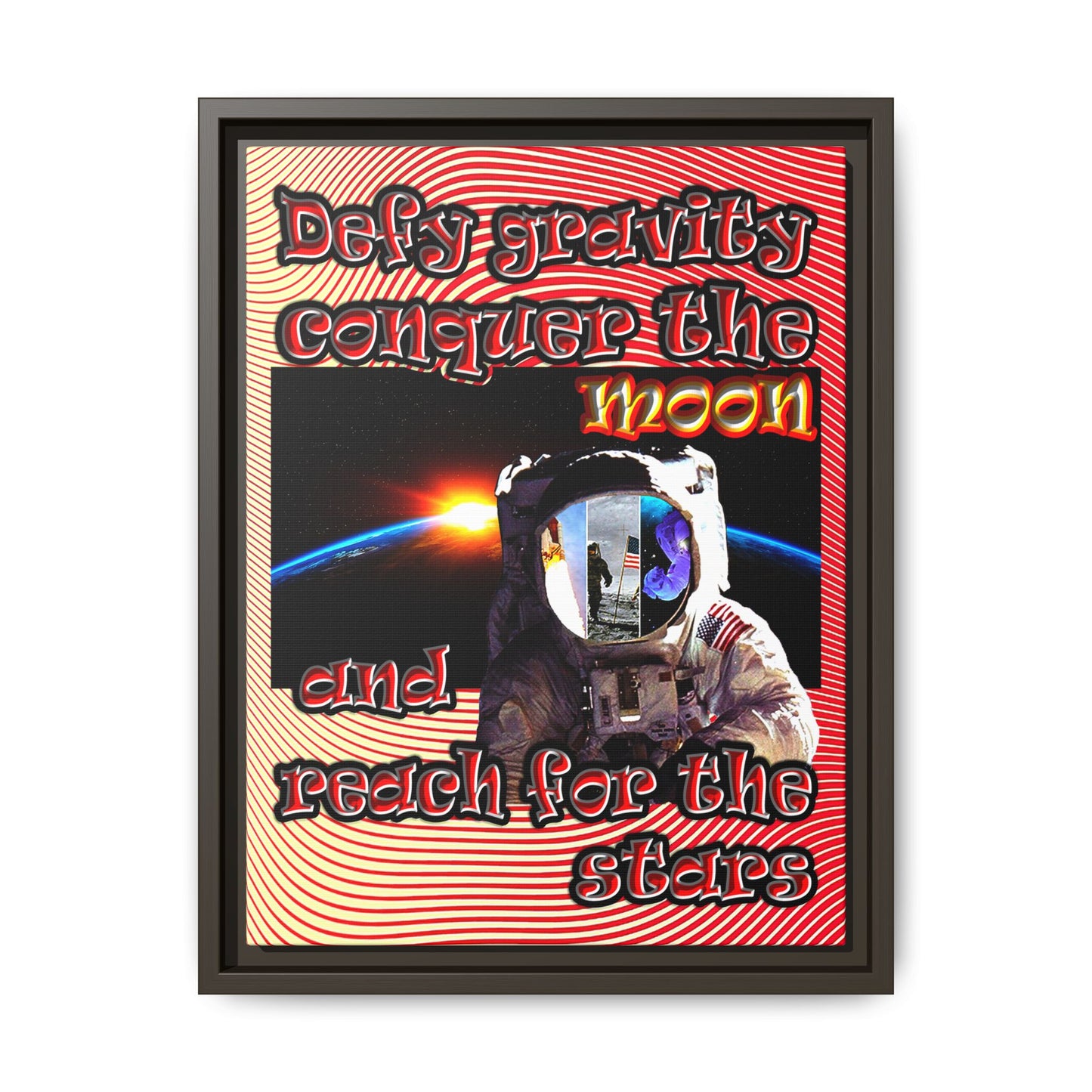 defy conquer reach - framed canvas art (yellow-orange wave)