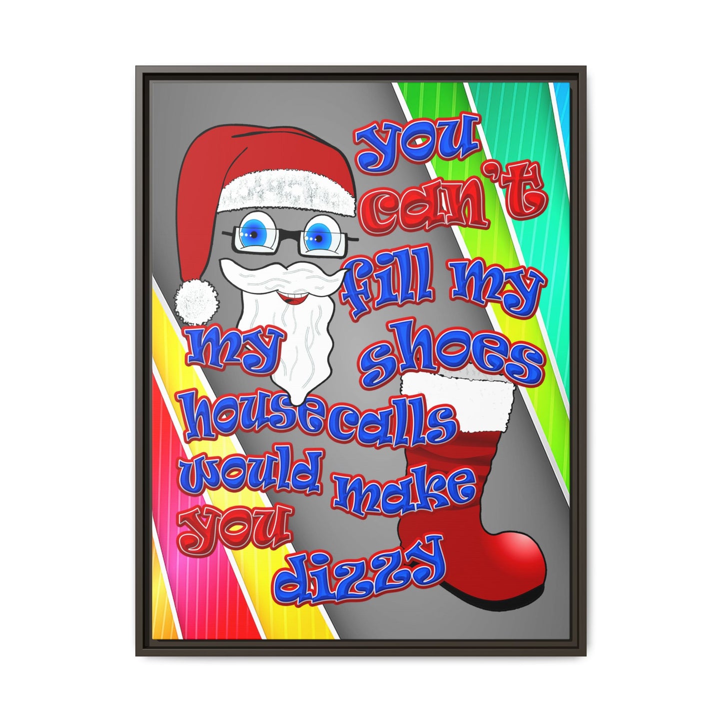 santa's shoes - framed canvas art (rainbow split)