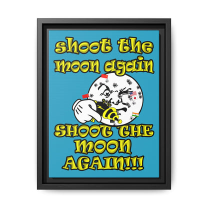shoot the moon again - framed canvas art (turquoise)
