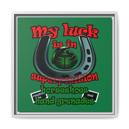 my luck - framed canvas art (dark green)