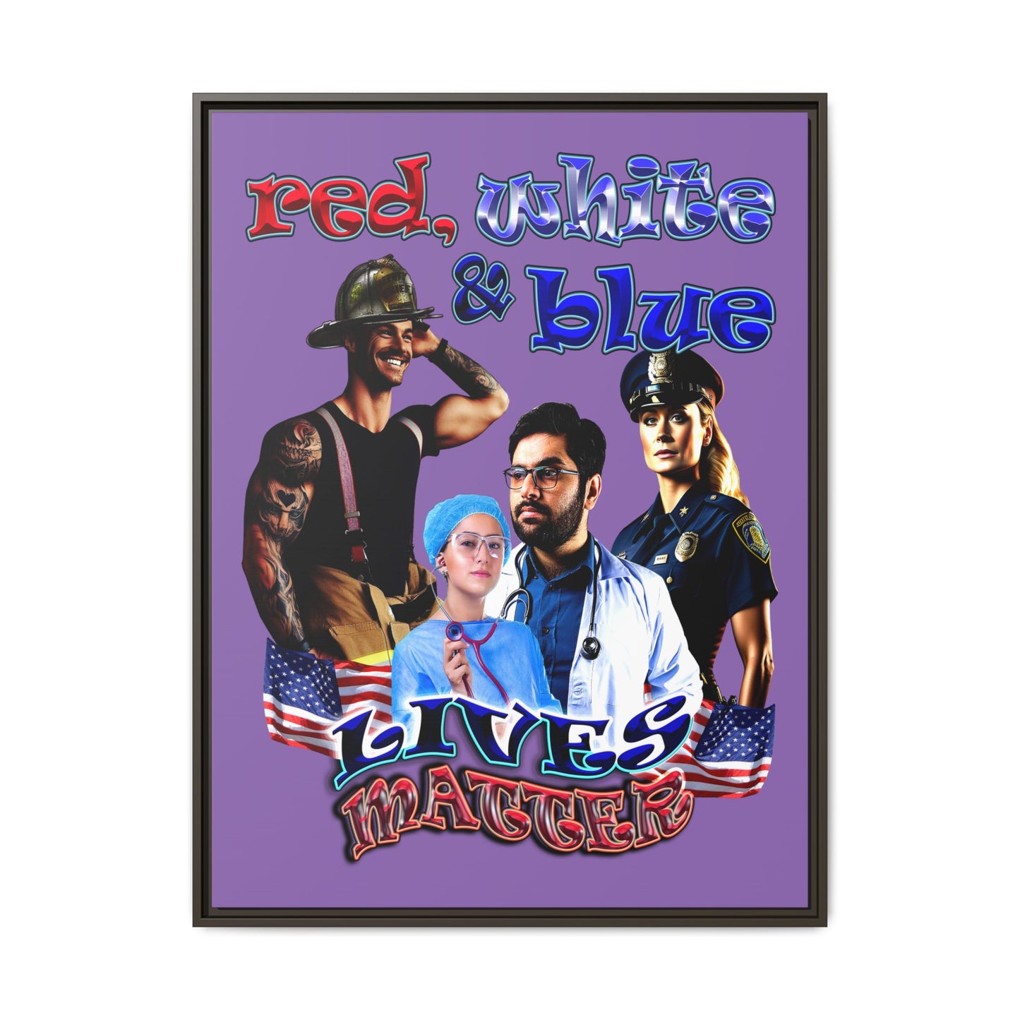 rw&b lives matter - framed canvas art (light purple)