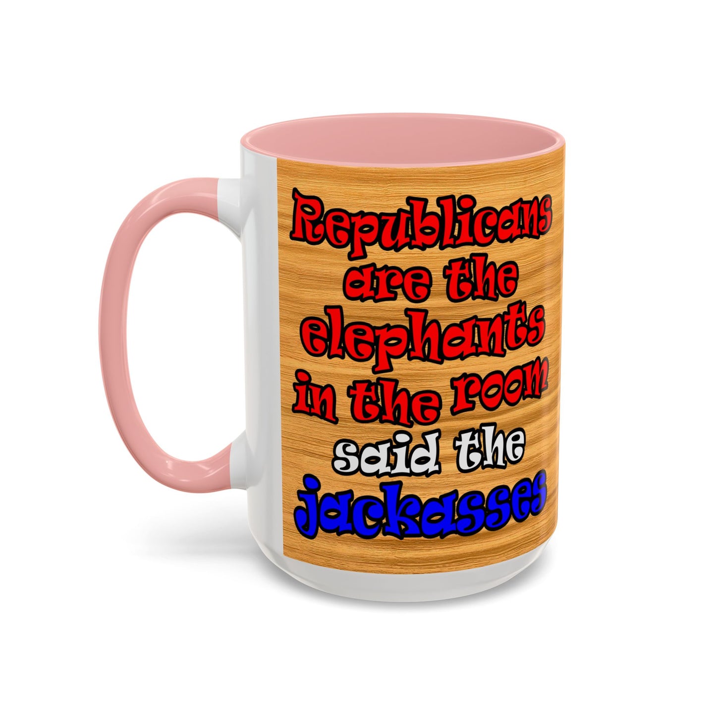donkeys and elephants - Accent Mug (butterscotch wood finish)