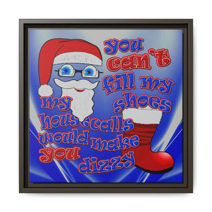 santa's shoes - framed canvas art (blue-white wave)