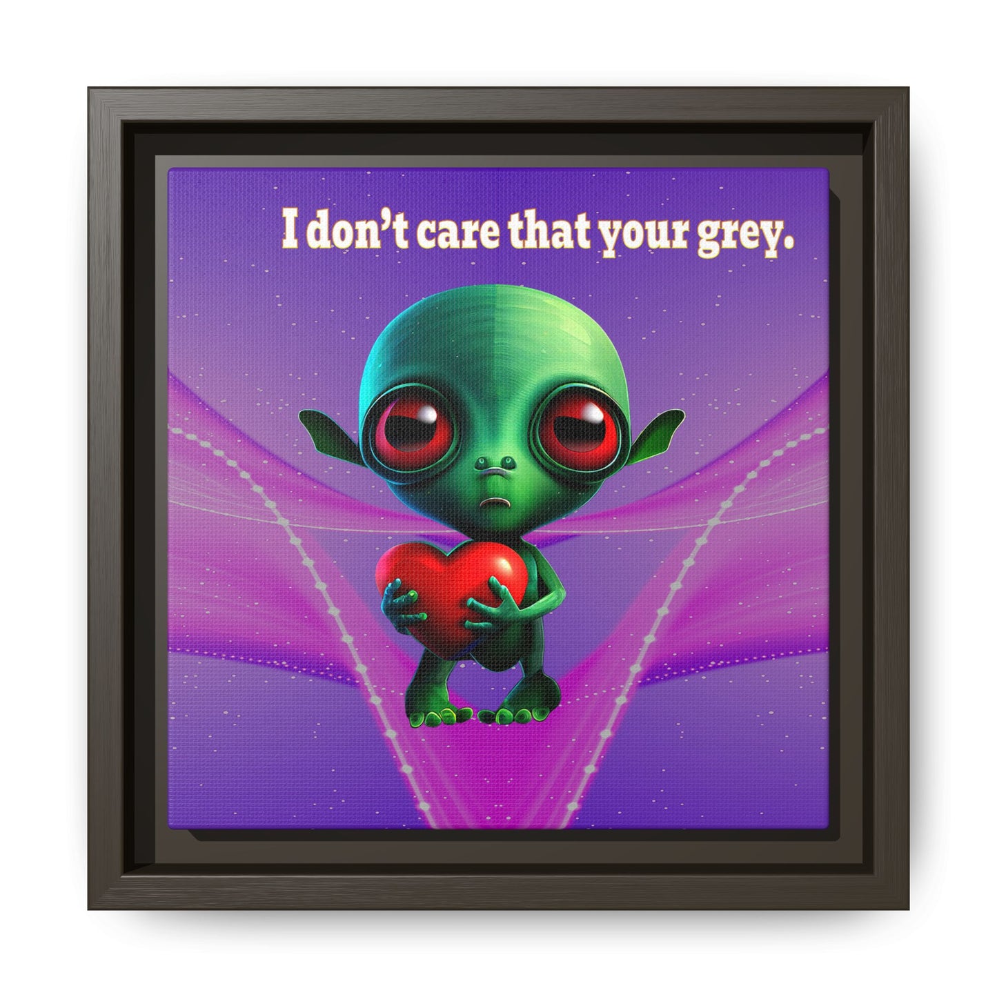 I don't care that your grey - framed canvas art (purple-pink wave)