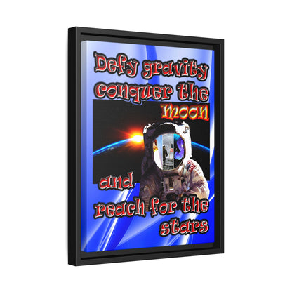 defy conquer reach - framed canvas art (blue-white wave)