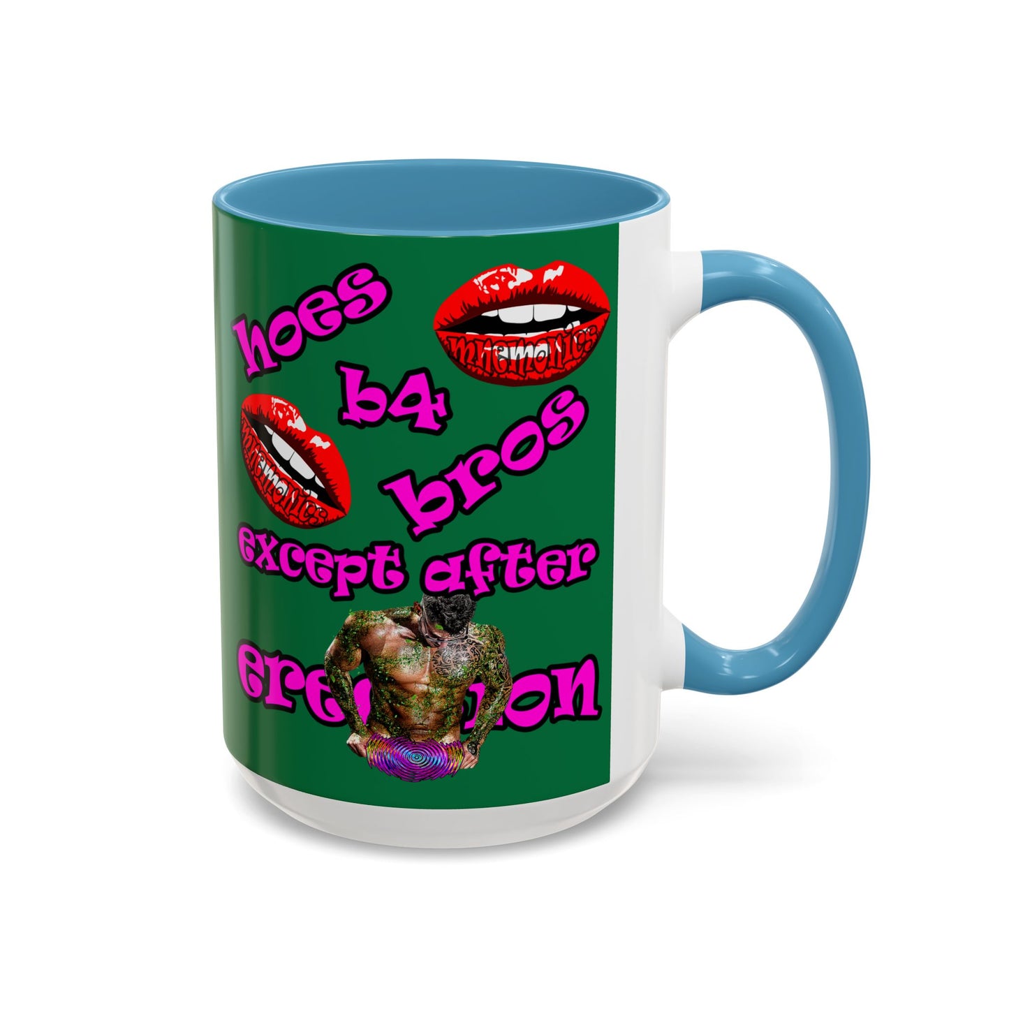 hoes b4 bros - Accent Mug (dark green)