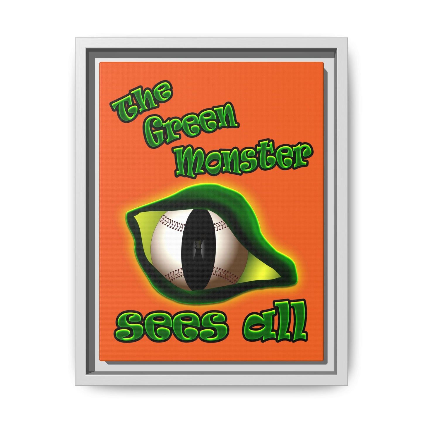green monster - framed canvas art (orange)