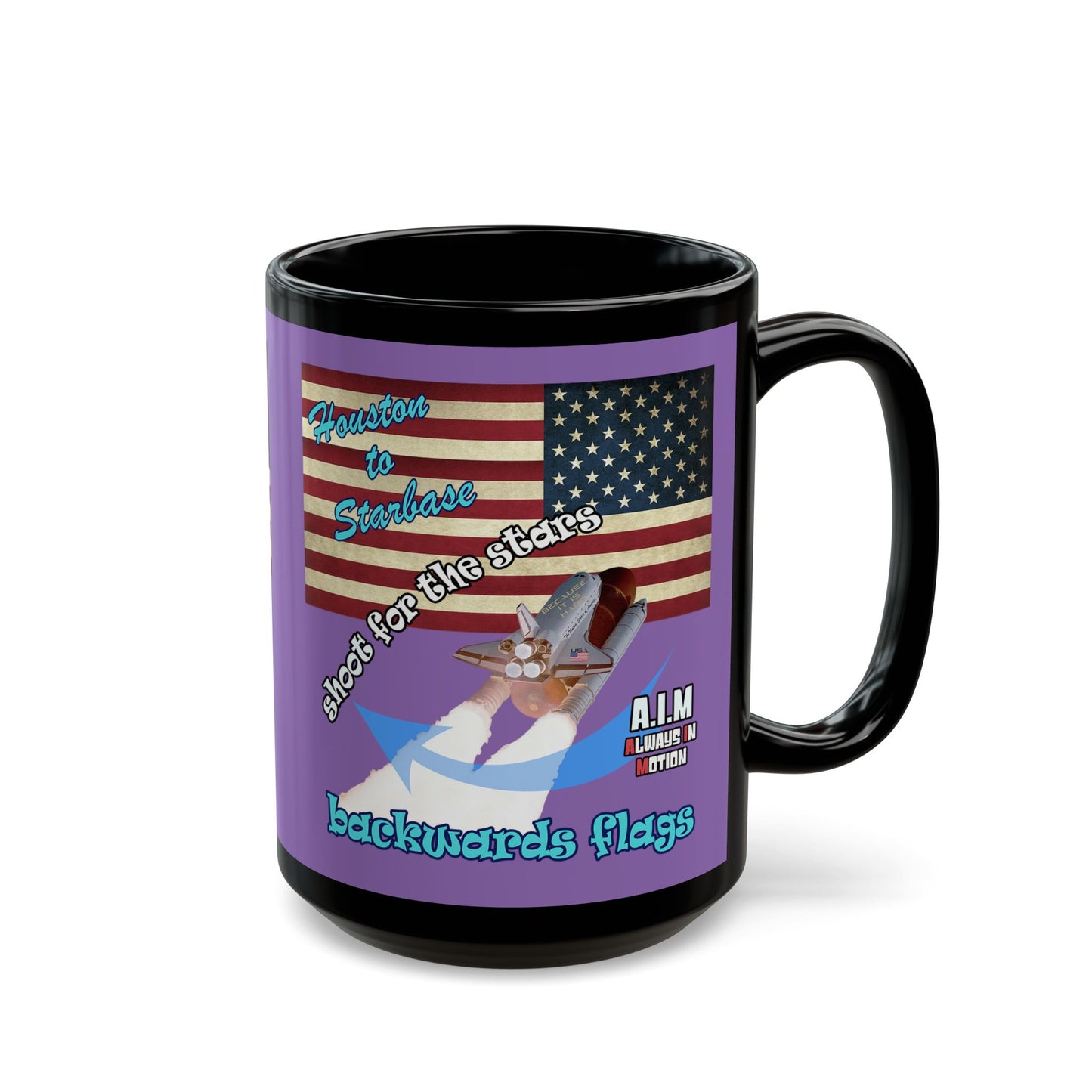 shoot for the stars - Black Mug (light purple)