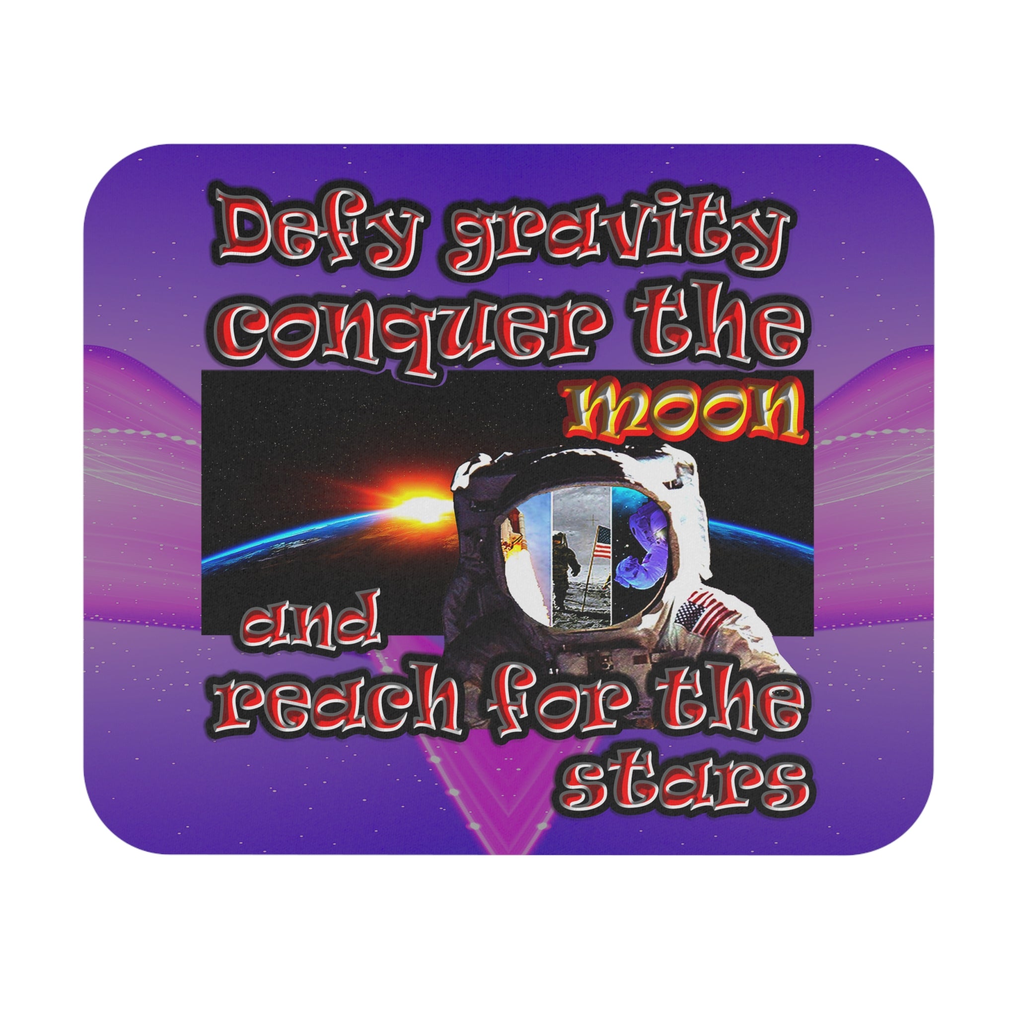 defy conquer reach - Mouse Pad (Rectangle) (purple-pink wave)