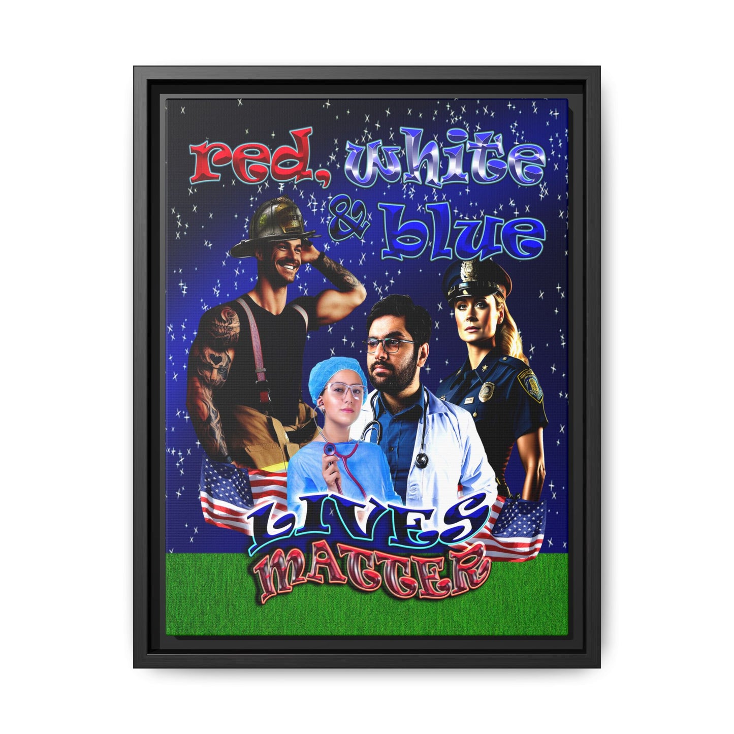 rw&b lives matter - framed canvas art ('snoops' background)