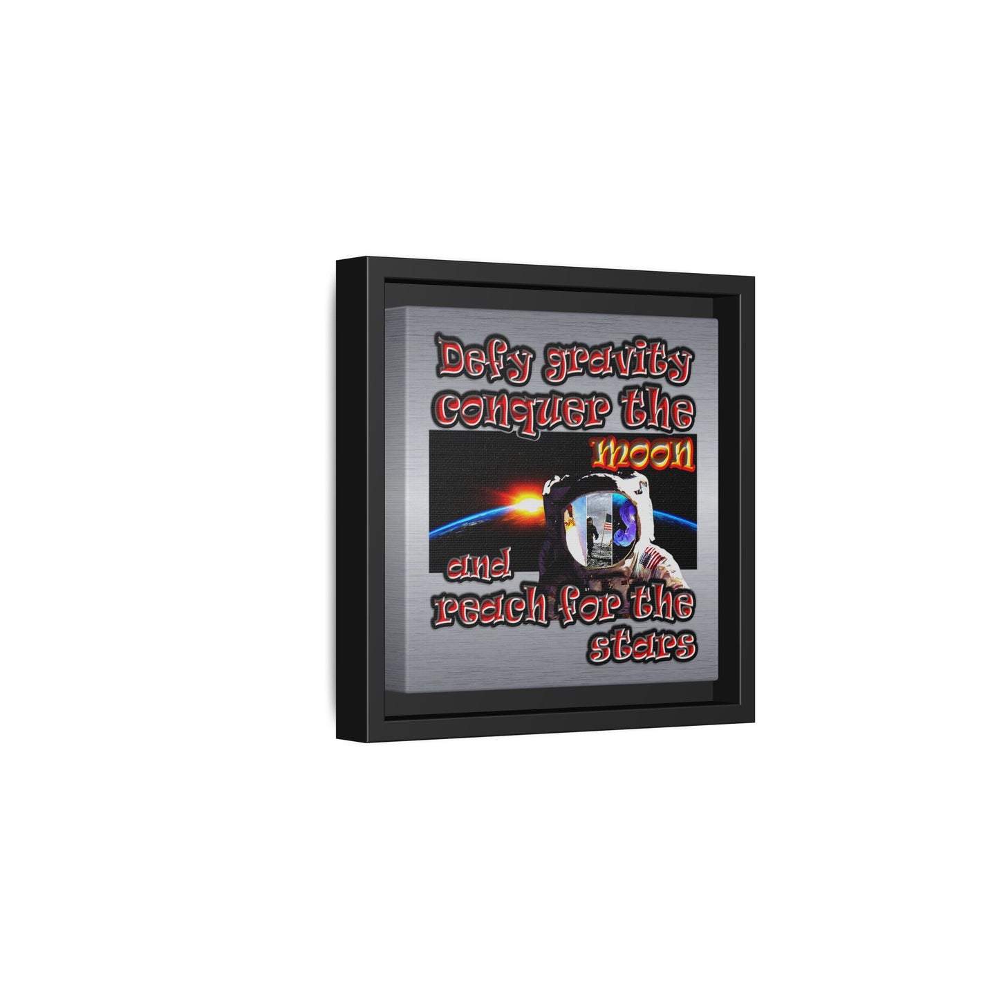 defy conquer reach - framed canvas art (brushed nickel)