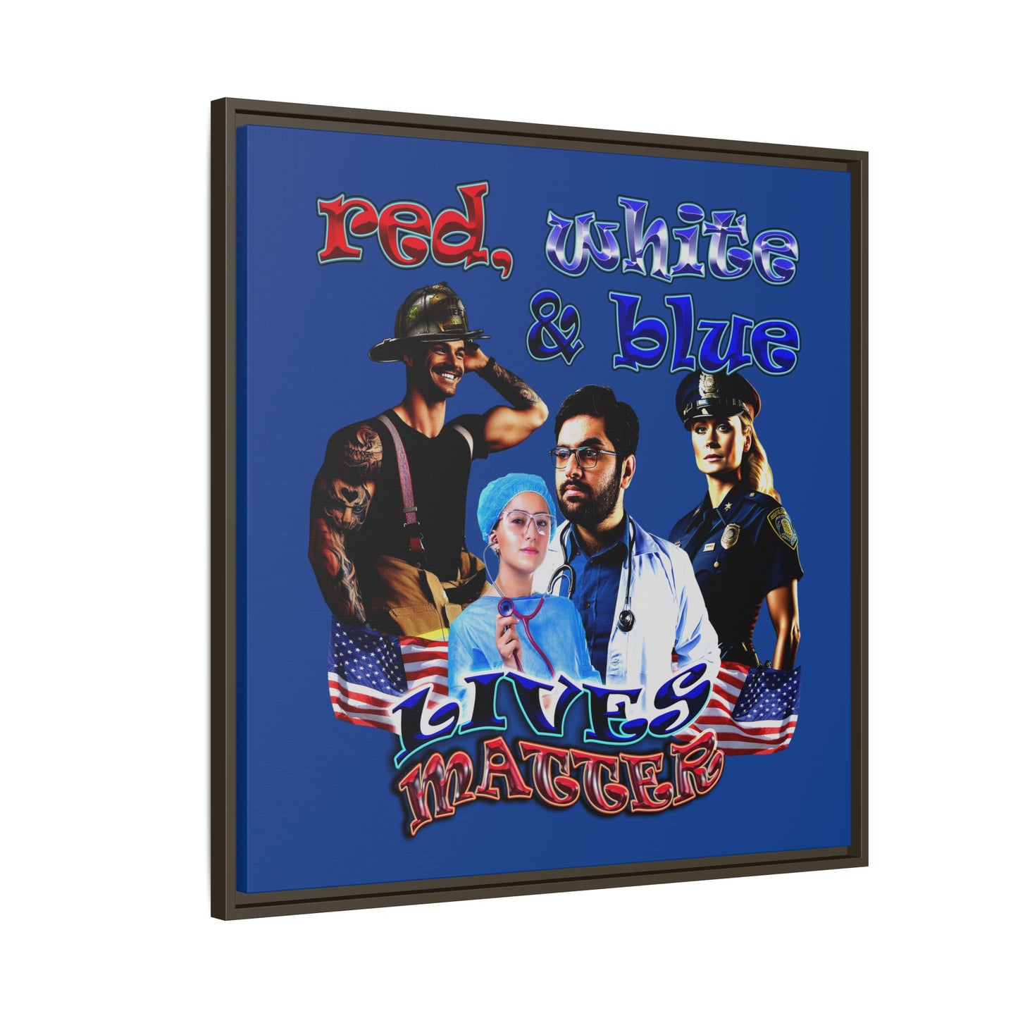 rw&b lives matter - framed canvas art (dark blue)