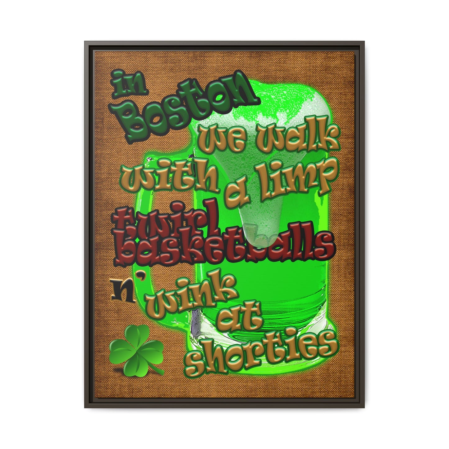 celtics logo - framed canvas art (brown papyrus)
