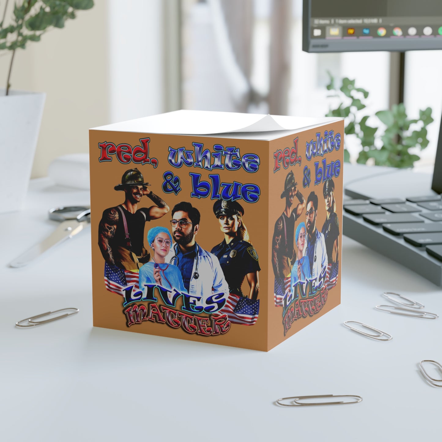 rw&b lives matter - note cube (light brown)