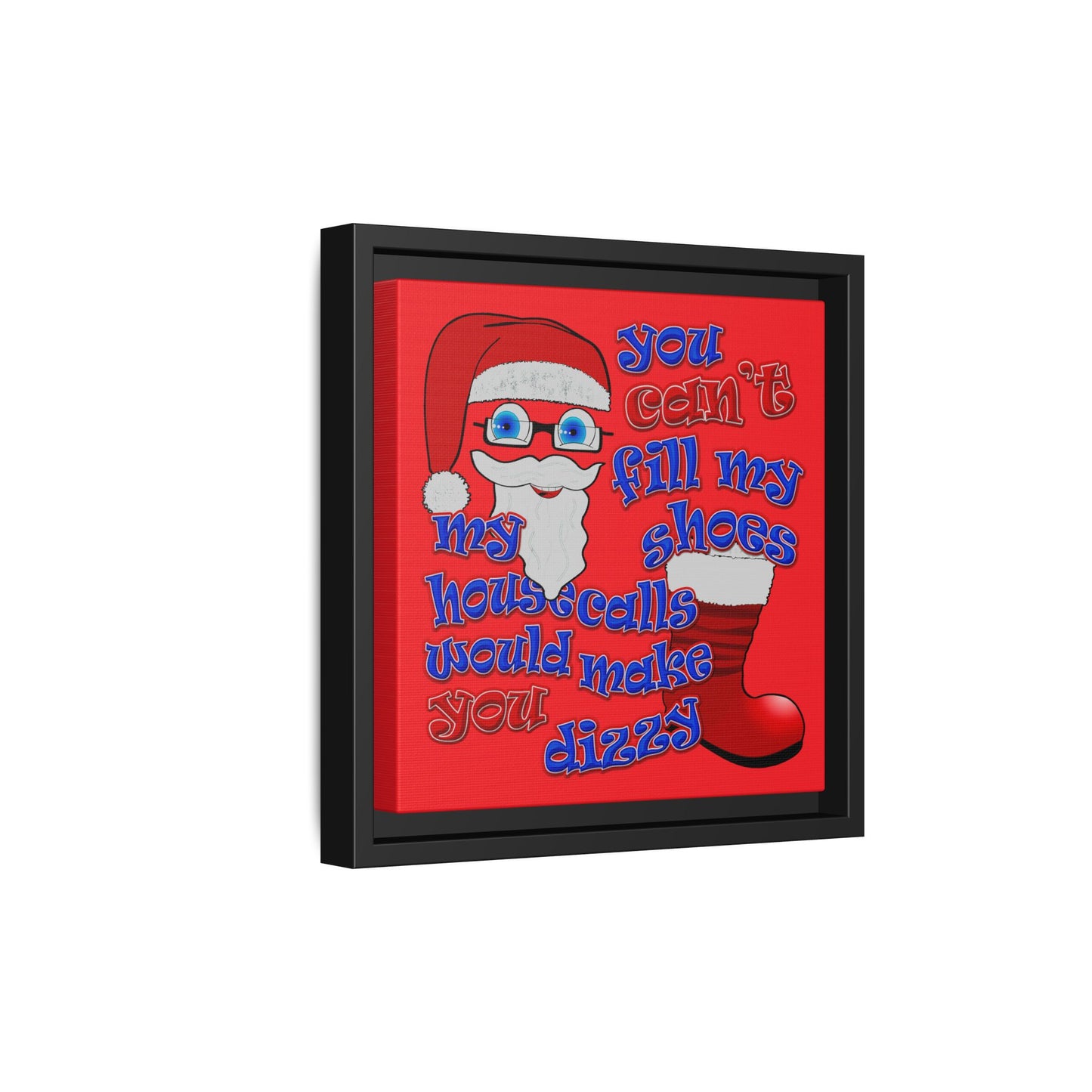 santa's shoes - framed canvas art (red)