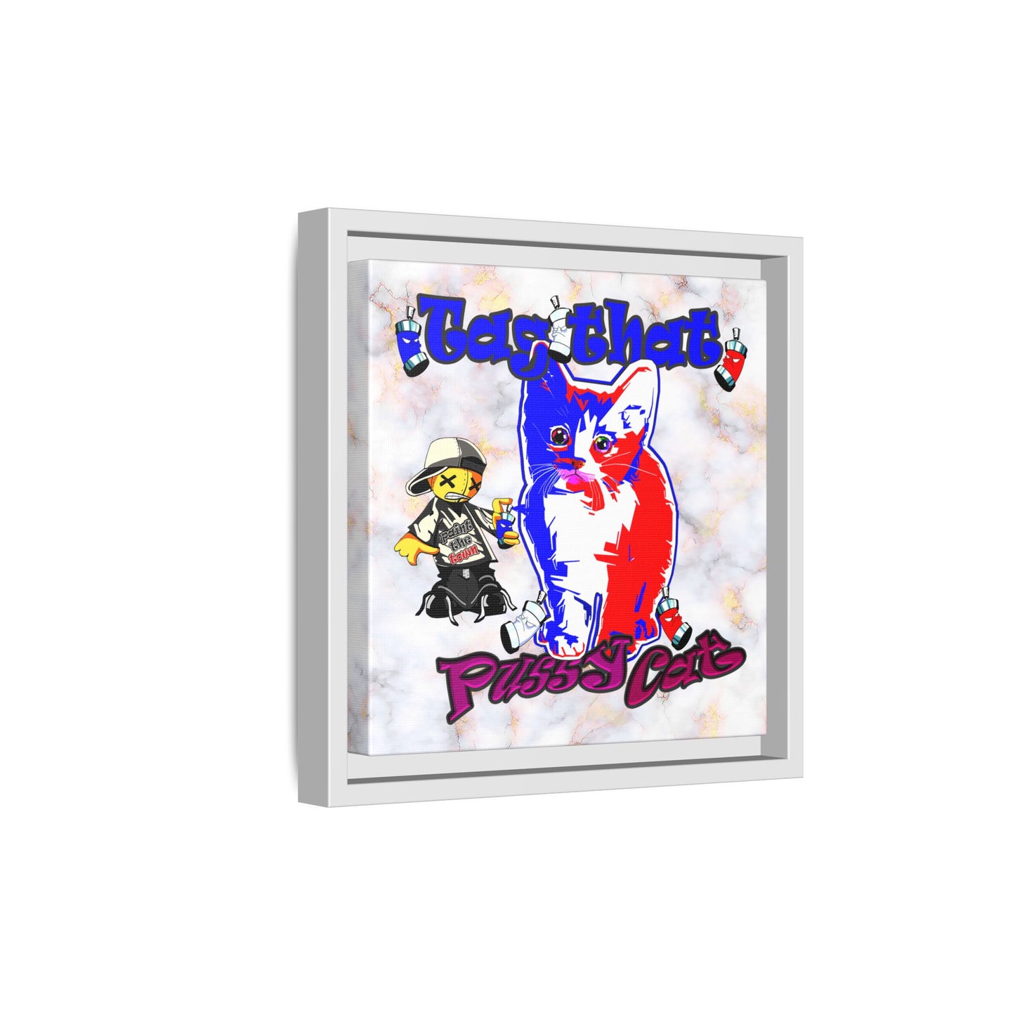 tag that - framed canvas art (white marble)