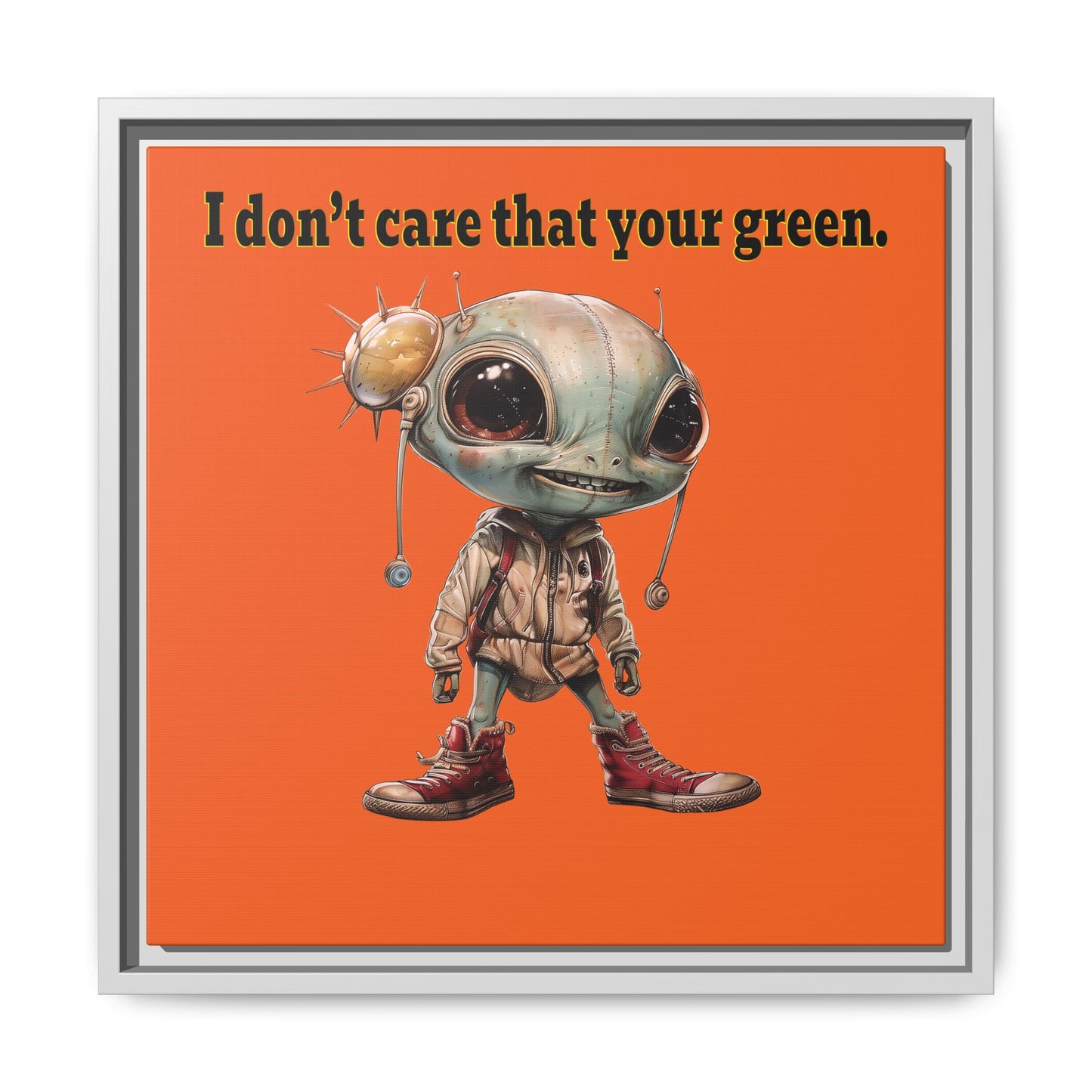 I don't care that your green - framed canvas art (orange)