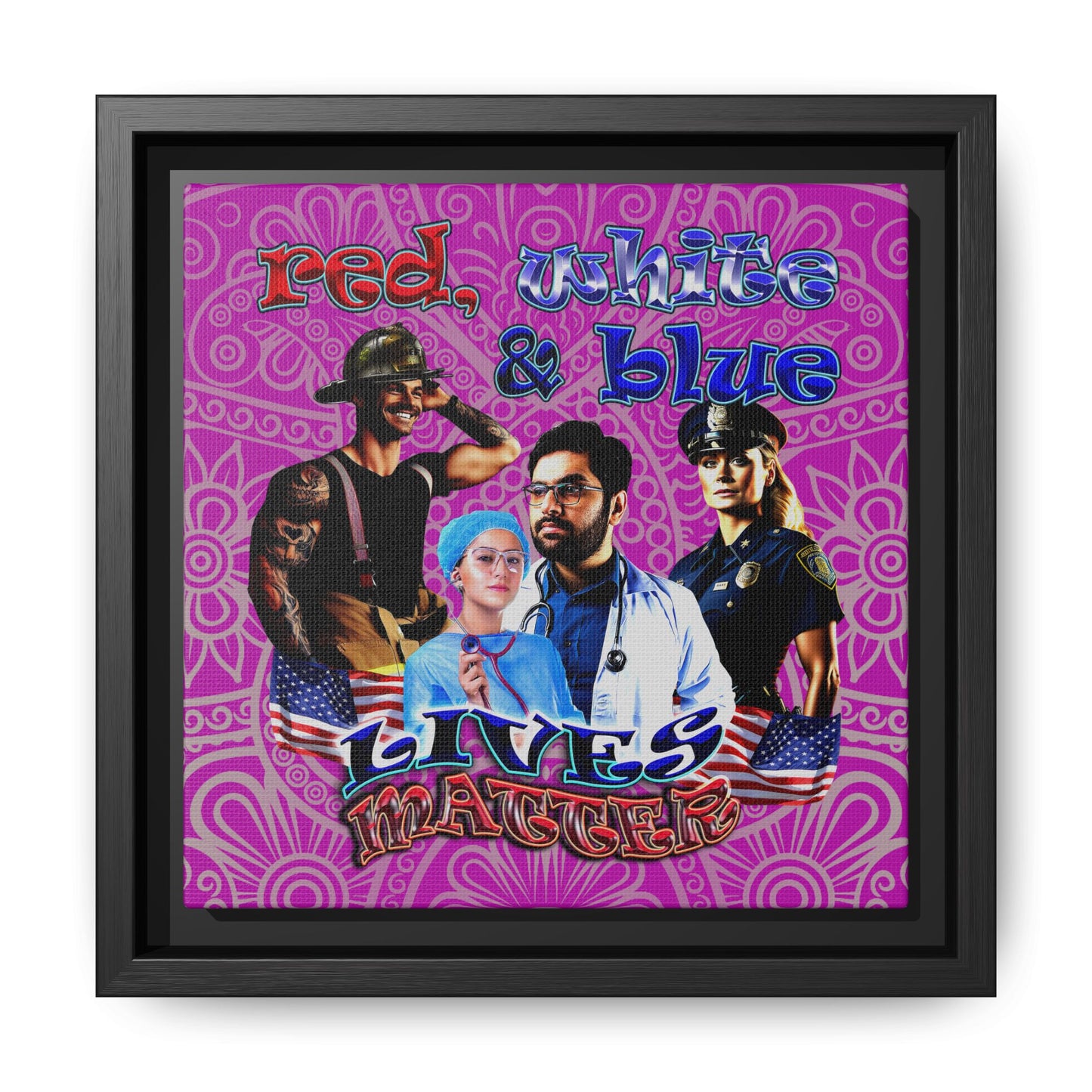 rw&b lives matter - framed canvas art (pink swirl)