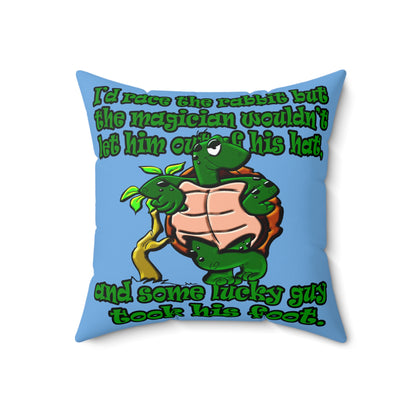 turtle race - Spun Polyester Square Pillow - (light blue)